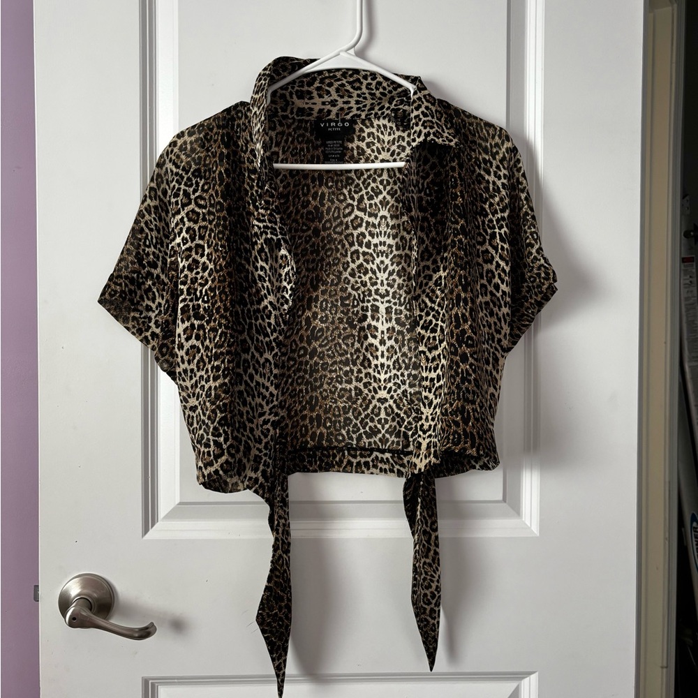 Y2k Virgo Petite Leopard Print Blouse